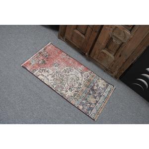 Vintage Rug, 1.5x2.9 ft Small Rug, <b>Red</b> Blue <b>Wool</b> Rug - Product Image 4