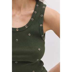 Blusa Casual de Corte Regular, 95% Algodón, Cuello Redondo, Manga Casquillo, Detalle de Ojales, Logotipo Frontal, Estilo Lavado, 220 Gramos - Product Image 5