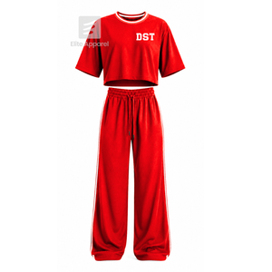 Custom Delta Sigma Theta Sorority Woven Breathable Workout Set with Sublimation Logo Front red <b>White</b> short Sleeve for Female - Product Image 1