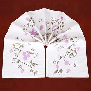 Caminos de mesa Bordados florales rústicos de algodón grueso doble para uso doméstico lavanda púrpura para primavera y verano - Product Image 4