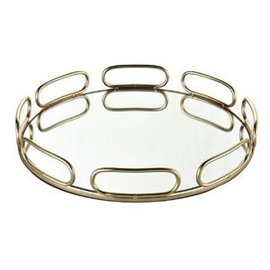 Bandeja minimalista de acero con acabado de espejo para servir bebidas modernas - Product Image 4