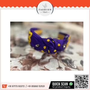 Fashion-Forward Velvet Knotted <b>Headband</b> for Girls Trendy Paw Print Beaded Accessory - Product Image 6
