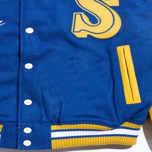 แจ็กเก็ตเบสบอลลำลองสำหรับผู้ชายเสื้อโค้ทเลตเทอร์แมนขนสัตว์ยูนิเซ็กส์มีแผ่นปะปักโลโก้ตามสั่ง - Product Image 5