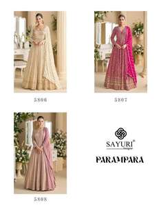 Robe Anarkali de créateur en Georgette véritable de qualité supérieure avec de riches broderies, robe de soirée pour la vente à l'exportation - Product Image 6