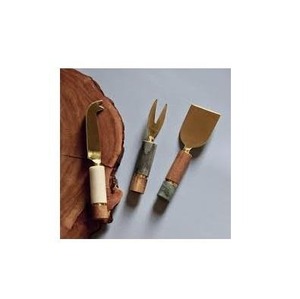 Haute qualité en acier inoxydable Mini taille 3 pièces trancheuse à fromage coupe-beurre couteau à Pizza ensemble de serveur manche en marbre pour une utilisation en fête - Product Image 2