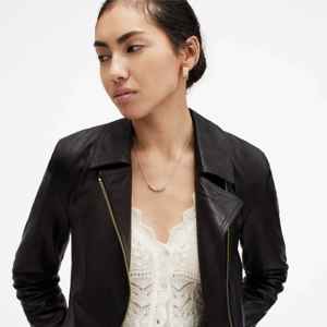 Chaqueta de cuero PU ajustada para mujer con piel de oveja Real de longitud larga a rayas transpirable ropa informal al por mayor - Product Image 3