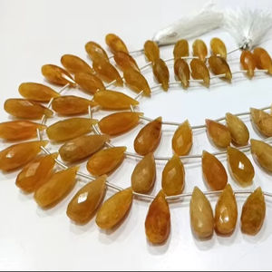 Cuentas de Aguamarina Amarilla Natural Facetadas en Forma de Lágrima de 8x20mm, Cuentas Briolette EMINENT JEWEL, Se Venden por Hilo de 8 Pulgadas de Largo - Product Image 1