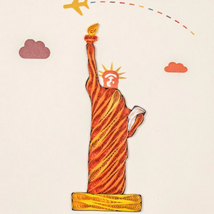 Carte en quilling Statue de la Liberté, thème New York, carte en quilling faite à la main, cartes de vœux avec enveloppe, art papier, USA, vacances - Product Image 2