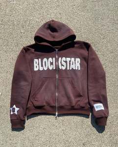 เสื้อมีฮู้ดมีซิปสำหรับผู้ชายเสื้อมีฮู้ดผ้าคอตตอนรุ่นเฮฟวี่เวตมี500ลายกราฟิกสำหรับล้างกรดพลอยเทียม - Product Image 2