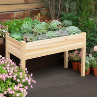 Jardinière surélevée en bois d'extérieur avec étagères, banc de rempotage pour table de travail, évier amovible et support à tiroirs
