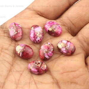 หินทองแดงเปลือกหอยนางรมสีชมพูขนาด10X14มม. รูปไข่ทรงโค้งหลังเรียบอัญมณีสำหรับทำเครื่องประดับขายส่ง - Product Image 3