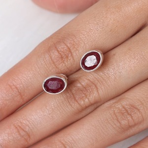 Rubis pierres précieuses boucles d'oreilles bijoux pour femmes argent Boho Style bijoux 925 argent Sterling tendance boucles d'oreilles faites à la main cadeau pour elle - Product Image 5