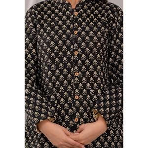 Veste noire matelassée en coton léger pour femme, imprimée - SHKL1016 - Product Image 5