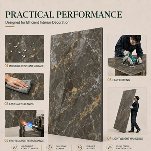MORLENX Gri Altın Damarlı Bambu Kömürü Duvar Paneli 1220x2440mm 5mm 8mm Nem Geçirmez Yatak Odası Dekoratif İç Mekan Duvar Kaplaması - Product Image 5