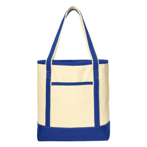 Solid Color Heavy <b>Canvas</b> <b>Large</b> Two-tone Tote <b>Bag</b> with Open Closure - Product Image 4