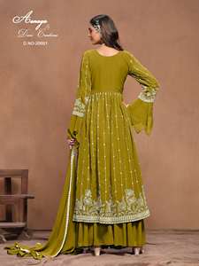 Eid Special Clothing Support /Adult Evergreen Design Faux Georgette Salwar <b>Suit</b> & Dupatta With Embroidery Work <b>Woman</b> Fashion - Product Image 3