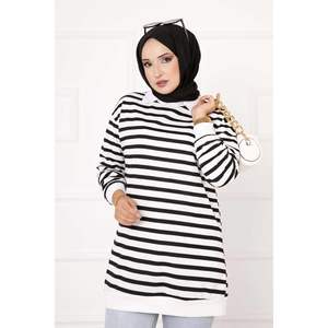 Sweat à capuche rayé noir pour femmes - Product Image 5