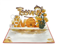 Tarjeta de felicitación 3D con diseño de abejas y flores para un feliz Día de San Valentín