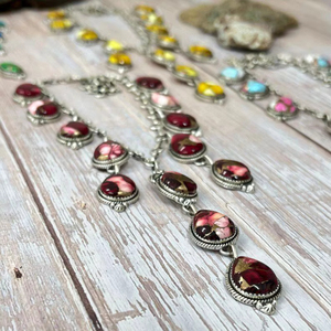 Collier multi-pierres en argent sterling fait à la main Bijoux artisanaux élégants Collier de pierres précieuses colorées pour femmes - Product Image 1