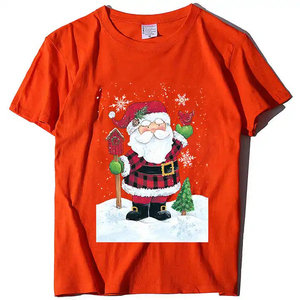 T-shirt Joyeux Noël pour femmes et hommes, coupe classique, 100 % coton, logo de Noël imprimé, anti-boulochage, manches courtes, vente en gros - Product Image 6