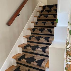 Handmade Traditional Jute Stair <b>Runner</b> Reversible <b>Washable</b> Geometric Pattern Low Pile Thin/Medium Thickness Home Use - Product Image 1