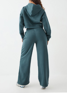 Conjunto de 2 Piezas para Mujer, Estilo Étnico, Sexy, Top Corto con Cremallera y Pantalones Rectos, Ropa Deportiva Informal, Color Zinc - Product Image 4