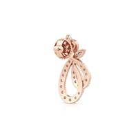 Boucles d'oreilles pendantes en or jaune/blanc et or rose 14 carats avec motif feuille et diamants de laboratoire certifiés IGI pour femme