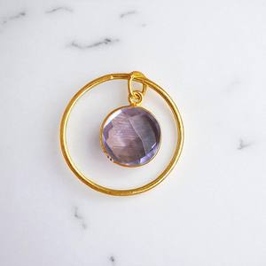 จี้พลอยอเมทิสต์ทรงกลมขนาด10มม.-จี้ทองคำ14K จี้แบบ DIY-925เงินขายส่ง - Product Image 1