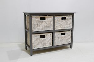 Comehome Top Trending Gabinete de madera con cestas de jacinto de agua Organizador de almacenamiento hecho a mano y caja decorativa - Product Image 3