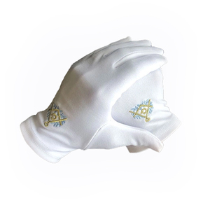 Gants en coton blanc brodés à la main Regalia pour les francs-maçons pour les cérémonies maçonniques et l'artisanat de la couture - Product Image 4