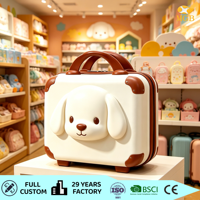 Valise Miniature 14 Pouces Thème Ours, Trousse de Maquillage Portable et Tendance avec Fermeture Éclair, Style Dessin Animé, Cadeau Compagnon