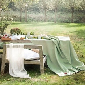 Nappe en coton faite à la main de qualité supérieure vert sauge Style moderne pour la cuisine à la maison et les événements de mariage de fête - Product Image 1