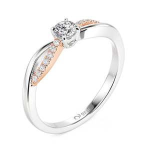 Anillo de Promesa Jeulia de Dos Tonos con Corte Redondo para Mujer - Product Image 2