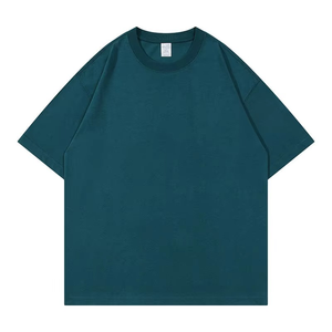 Camiseta Casual de Manga Corta para Hombre, Color Verde Azulado, Cuello Redondo, Corte Holgado, 100% Algodón Jersey, Tejido Liso Teñido - Product Image 1