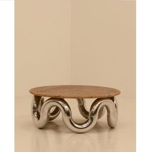 Estilo sala de estar muebles redondos modernos patas de metal plateado mesa auxiliar de metal moderno - Product Image 5