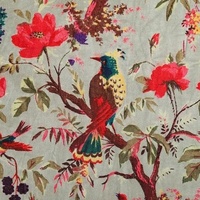 Tela de terciopelo seda con estampado de pájaros Tela de terciopelo suave multicolor Tapicería de terciopelo seda al por mayor