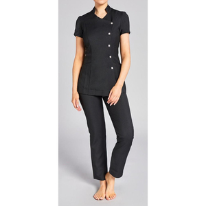 Tunique en faux lin personnalisable pour femmes, respirante, écologique, uniformes de travail pour infirmières, brodés, spa, salon de beauté, hôpital - Product Image 5