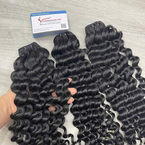Double trame de cheveux vierges bouclés à la vapeur 100% cheveux vietnamiens non mélangés couleur noire expédition mondiale - Product Image 2