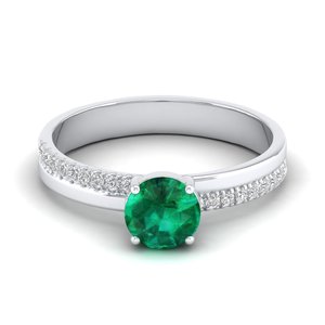 แหวนเพชร REYES ดีไซน์เหนือกาลเวลา ทองคำแท้ 14K 18K ทรงกลมเจียระไนแบบบริลเลียนท์ ประดับพลอยมรกต 0.84 กะรัต สำหรับผู้หญิง - Product Image 1