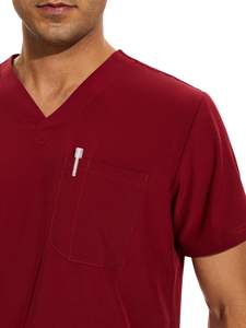 Uniforme d'infirmière en jean pour femme Jogger Suit Stretch Top Pantalon avec gommages multi-poches Col montant Manches courtes - Product Image 4