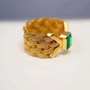 Anillo de moda de oro de 14 quilates para mujer, piedra Esmeralda zambiana Natural para Celebración de fiesta de aniversario de boda, piedra de nacimiento de Mayo IGI - Product Image 3