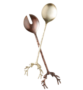 Couverts en métal avec poignée d'extrémité de noeud Couverts en métal argenté fini aspect moderne Serveur à salade en métal en acier Légumes Meilleure vente Serveur à salade en miroir - Product Image 6