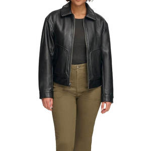 Diseño personalizado Logo Impreso Mujeres Chaqueta de cuero Color sólido Streetwear Precio barato Mujeres Chaqueta de cuero - Product Image 2