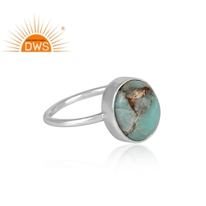 Nuevo diseño de plata esterlina fina Natural Mojave cobre amazonita piedra preciosa anillo apilable fabricante de joyas - Product Image 3
