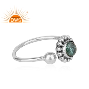 Handmade Oxidized Sterling Silver Natural <b>Green</b> Tourmaline Gemstone Adjustable Ring Custom <b>Jewelry</b> For Women Gift For Her - Product Image 3