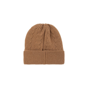 Gorro acanalado de algodón suave de color camello para hombre, prendas de punto básicas flexibles de doble pliegue para deportes de invierno, logotipo de Kordec - Product Image 3