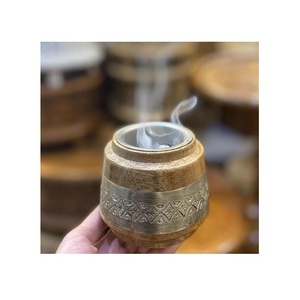 กระถางธูปไม้ทรงกลมพร้อมที่จับเหล็ก - Product Image 6
