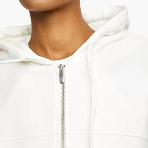 Vêtement de sport surdimensionné à la mode 2026, veste à capuche zippée, couleur unie, sweat-shirts de sport côtelés pour femmes, vente chaude OEM - Product Image 4