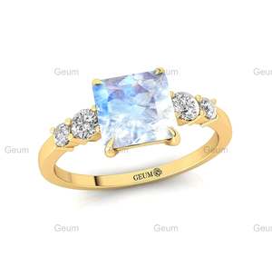 แหวนพลอยทองคำแท้18K ทำด้วยมือสีรุ้งธรรมชาติประดับเพชรแท้สำหรับวันครบรอบปีขายส่ง - Product Image 6