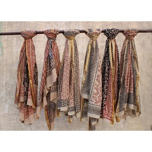 Wholesale Lot <strong>Indian</strong> Hand <strong>Block</strong> <strong>Print</strong> Beach Sarongs Soft Voile <strong>Fabric</strong> Summer Pareo Bagru Natural Organic Color Vegetable Dye - Product Image 2